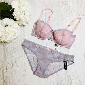 Pink/purple bra and panty set